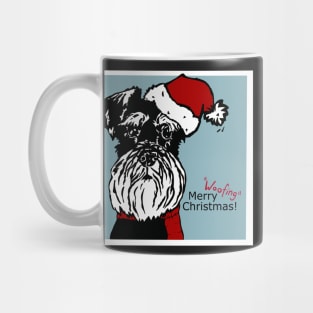 Merry Woofing Christmas Miniature Schnauzer Dog in Santa Hat Mug